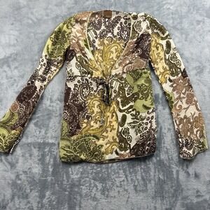 Vintage Y2K Daytrip Top Dark Green Floral Sheer Fairy Goth Size Small